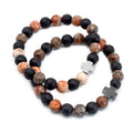 Set of 2 Gemstones Friendship Bracelets - Eternity - Leopard Skin Jasper & Lava StoneGemstones Friendship BraceletsHeart Notes