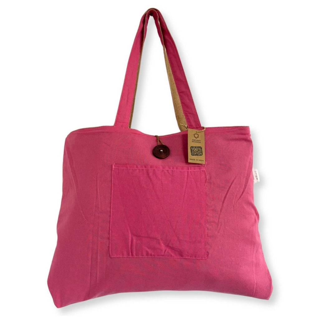 Jute & Cotton Reversible Big Bag - PinkJute & Cotton Reversible Big BagsHeart Notes
