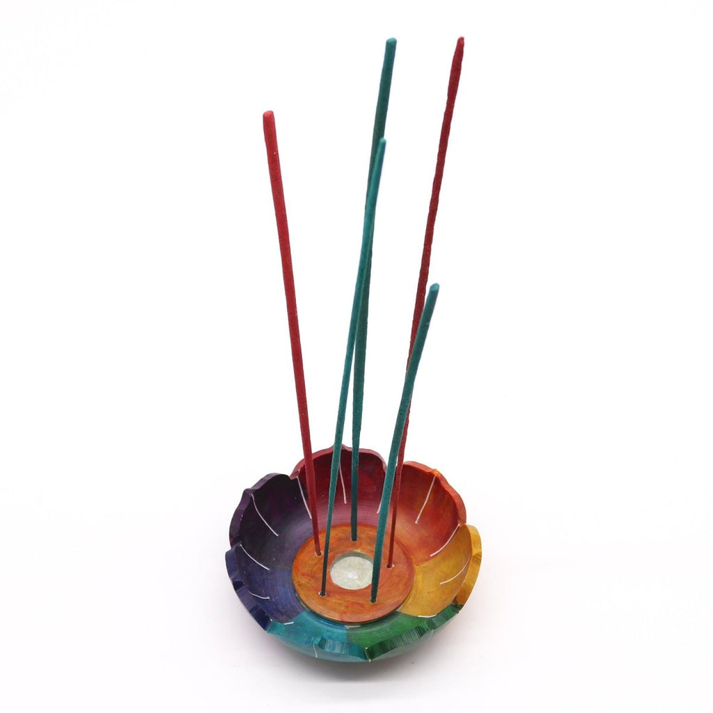 Soapstone Lotus Flower Incense Holder - Chakra ColoursSoapstone Incense HoldersHeart Notes
