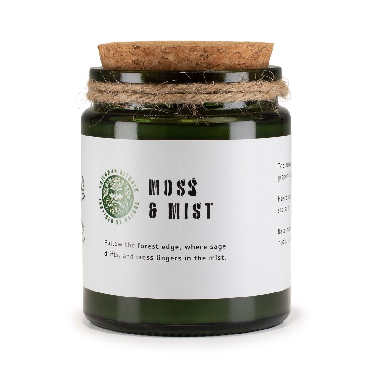 Greenman Woodwick Soy Candle - Moss & MistGreenman Rituals Woodwick Soy CandlesHeart Notes