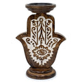Mango Wood Candle Stand - Hamsa - LargeMango Wood Candle StandsHeart Notes