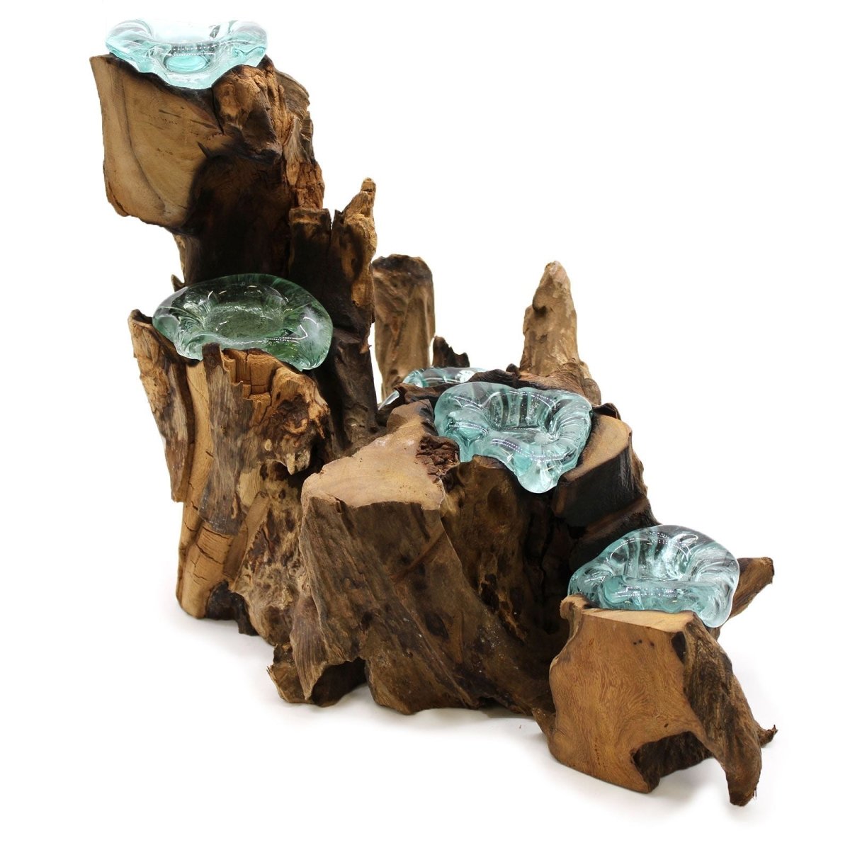 Molton Glass Five Candle Holder on WoodMolten Glass on WoodHeart Notes
