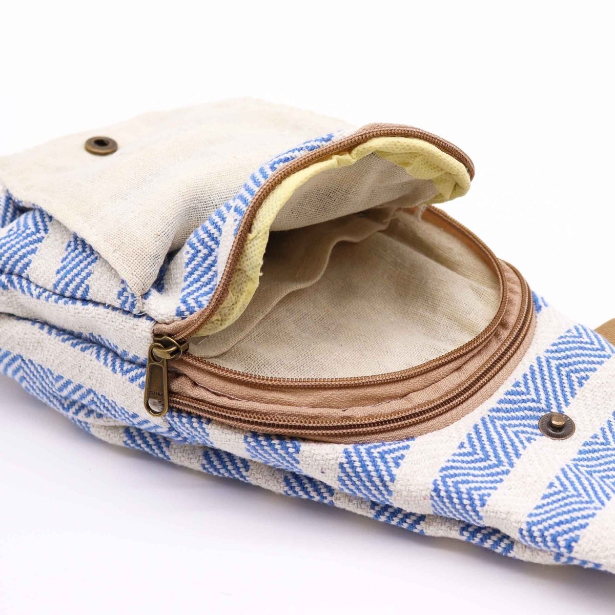 Body Cross Bag Natural Cotton - Blue & WhiteNatural Cotton Cross - Body BagsHeart Notes