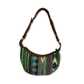 Jacquard Hobo Bag - Bold Greens (brown strap)Jacquard Hobo BagsHeart Notes