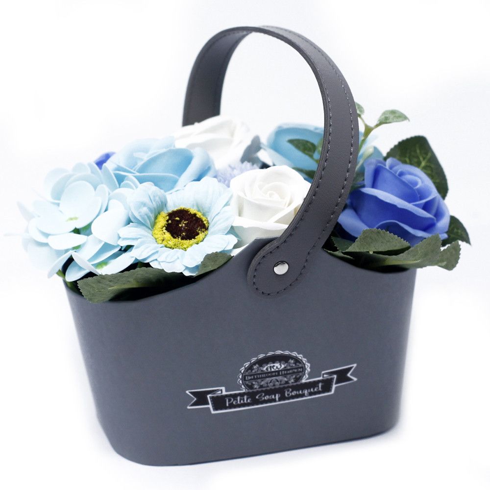 Bouquet Petite Basket - Soothing BluesPetite Soap Flower BouquetsHeart Notes