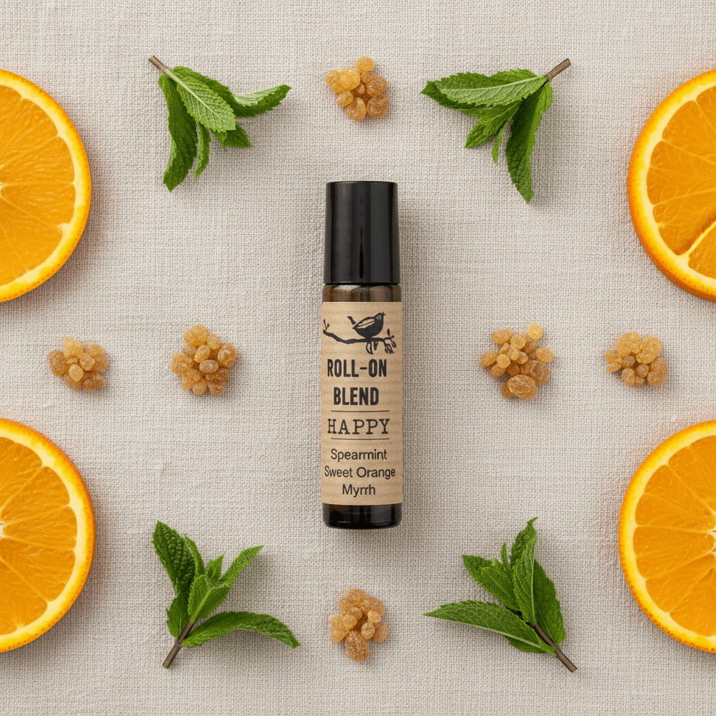 Agnes + Cat Roll On Essential Oil Blend - HAPPYAgnes + Cat Essential Oil Roll - On BlendsHeart Notes
