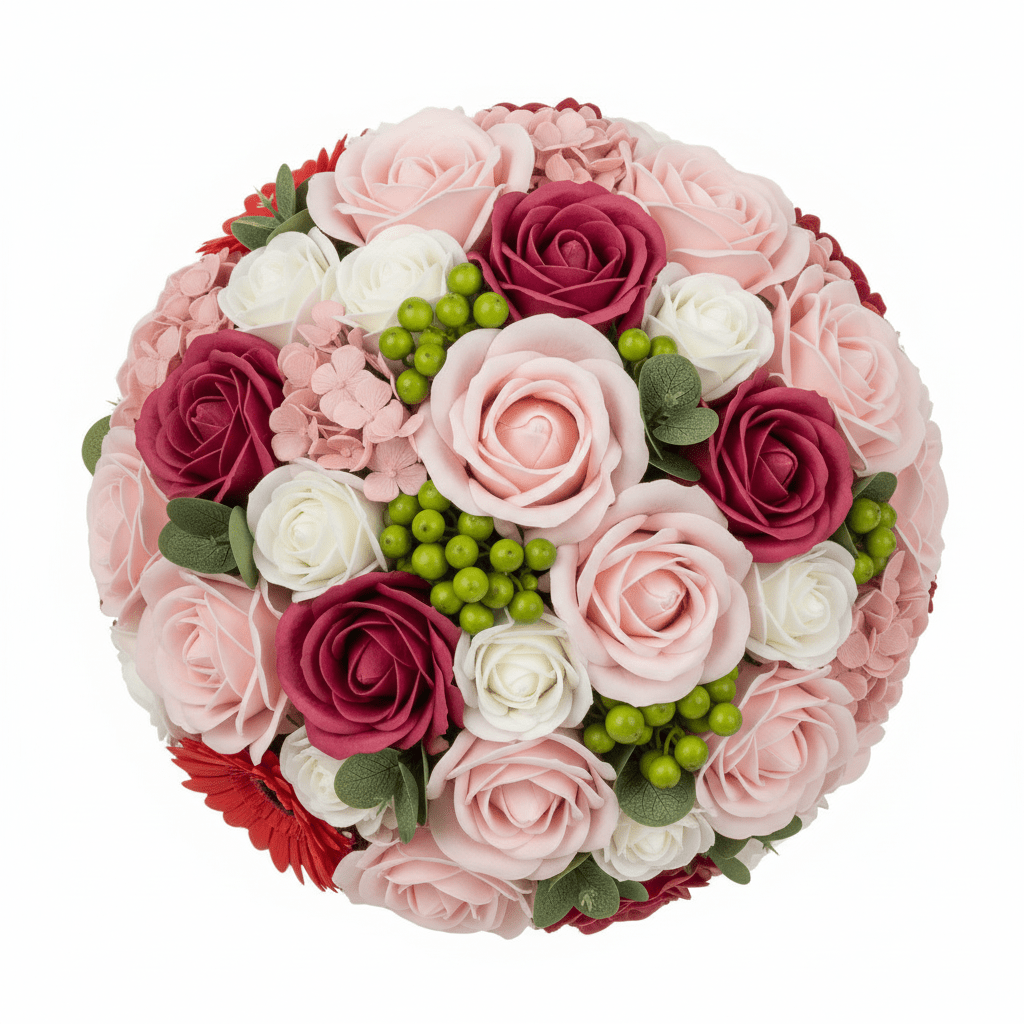 Large Pink Bouquet in Wicker BasketSoap Flower BouquetsHeart Notes