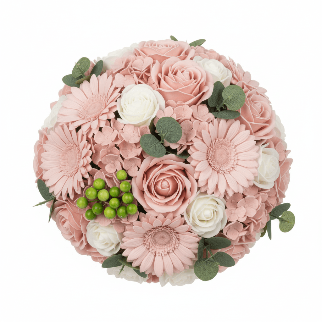 Medium Pink Bouquet in Wicker BasketSoap Flower BouquetsHeart Notes