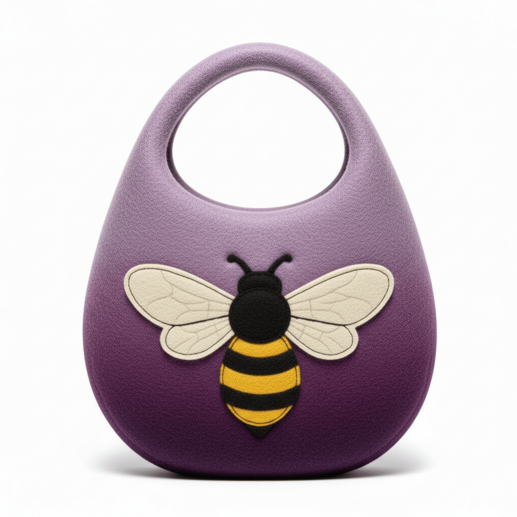 Water Felted Bee Bag - One Handle with Magnet - Lavender ShadesFelted BagsHeart Notes