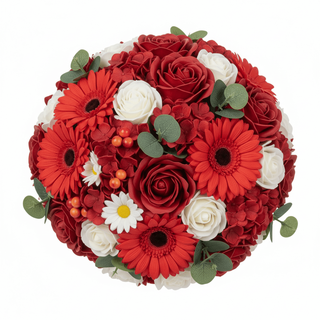 Large Red Bouquet in Wicker BasketSoap Flower BouquetsHeart Notes