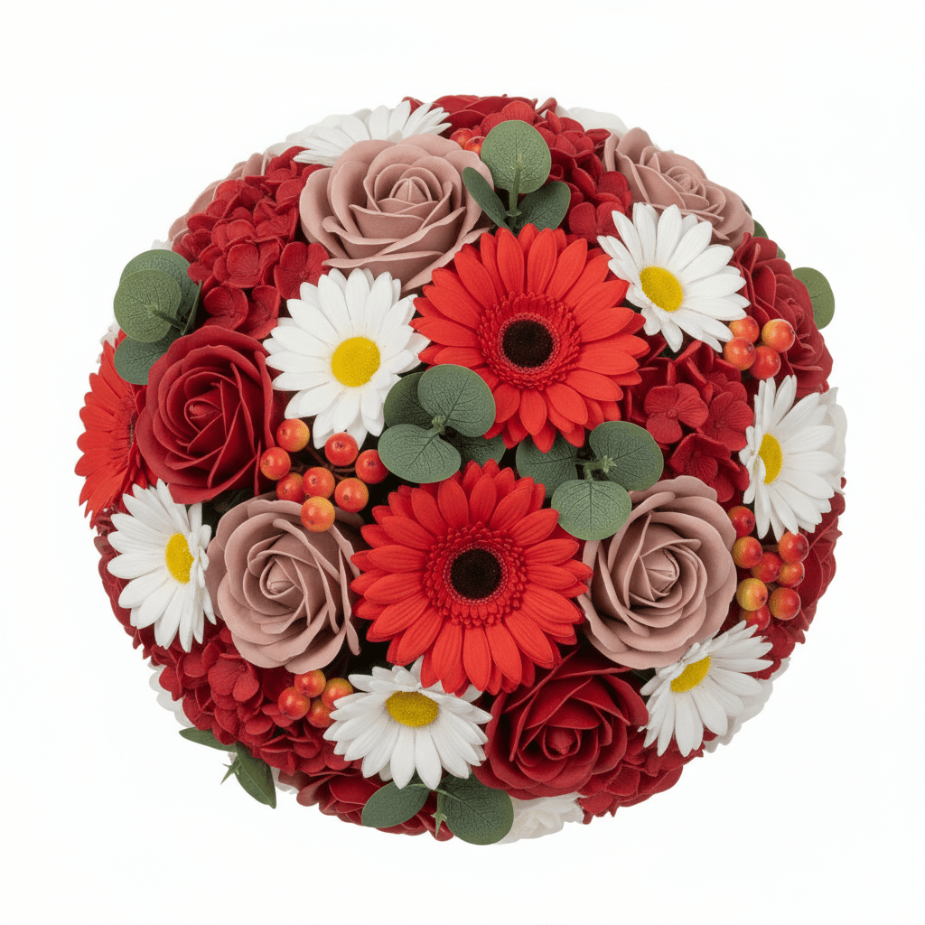Medium Red Bouquet in Wicker BasketSoap Flower BouquetsHeart Notes