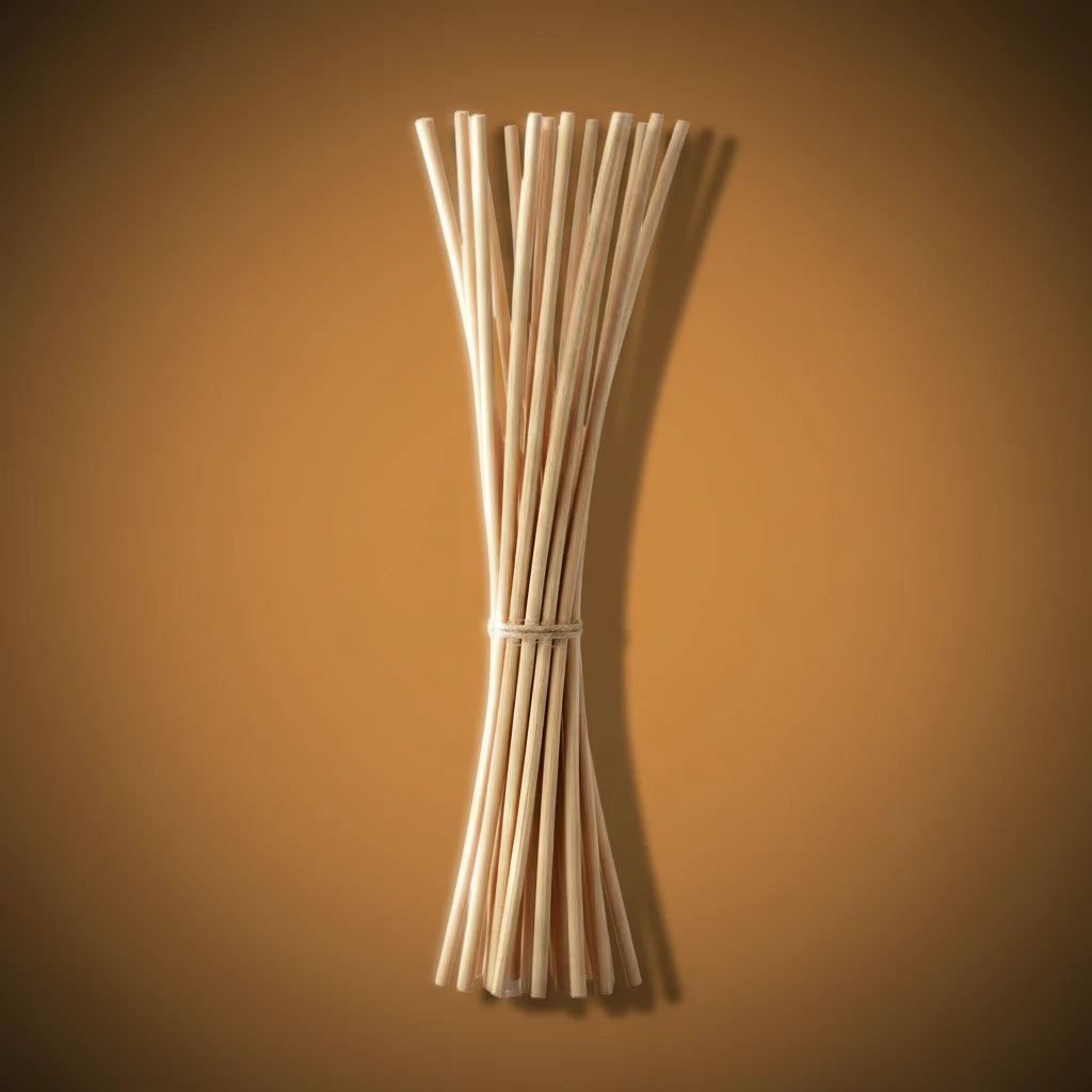 Bunch of wooden sticks tied together on a brown background