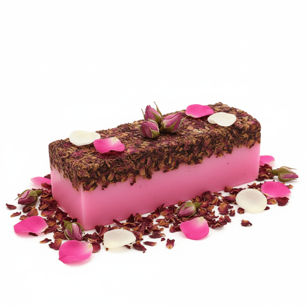 Rose & Rose Petals - Soap LoafWild & Natural Hand - Crafted Soap 1.3kg and SlicesHeart Notes
