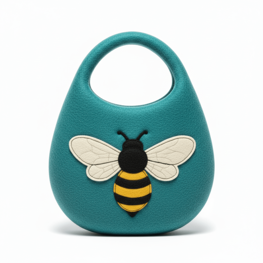 Water Felted Bee Bag - One Handle with Magnet - Blue GreenFelted BagsHeart Notes