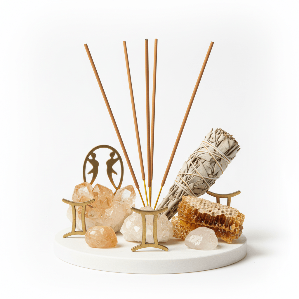 Honey White Sage Zodiac Gemstone Crystal Incense - GeminiZodiac Crystal Scents IncenseHeart Notes
